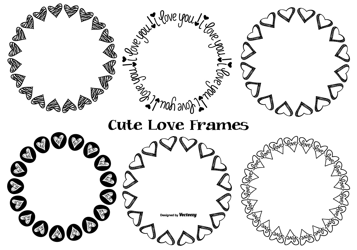 Download Cute Hand Drawn Love Frames - Download Free Vector Art ...