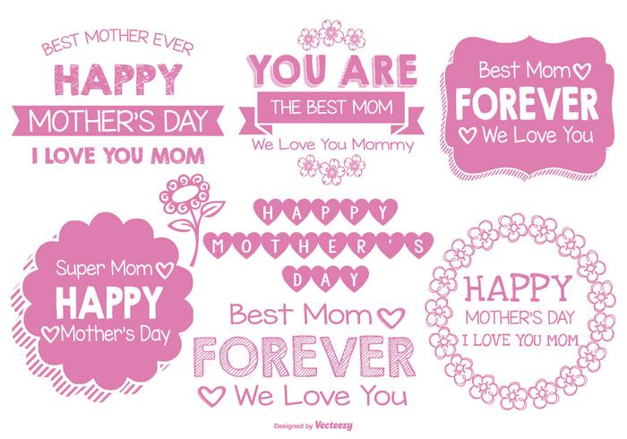 cute hand drawn style mothers day labels download free vector art mother s day labels