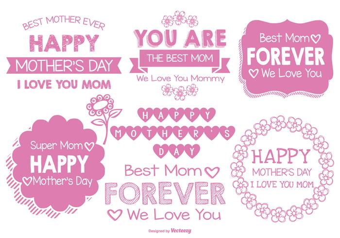 Cute Hand Drawn Style Mother's Day Labels vector