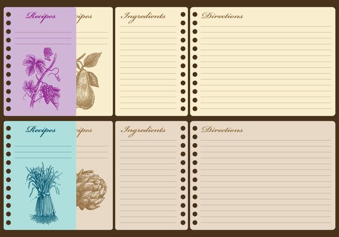 Vintage Recipe Tarjetas vector