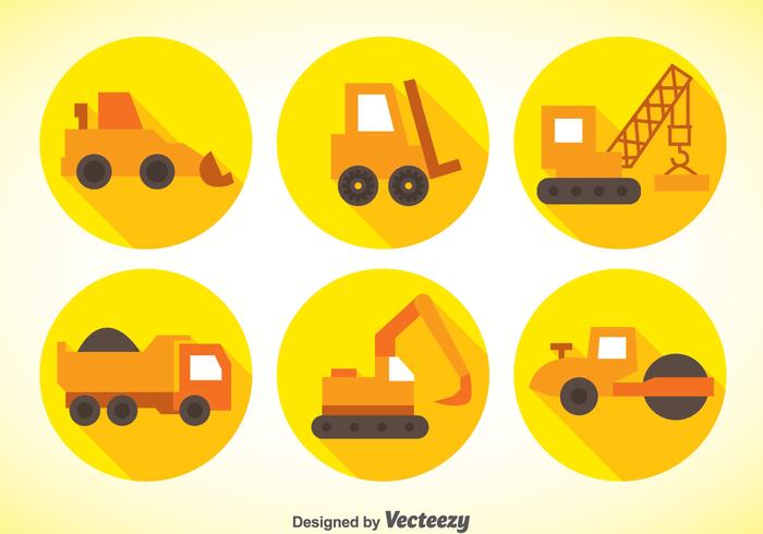 Construction Machinery Flat Icons vector