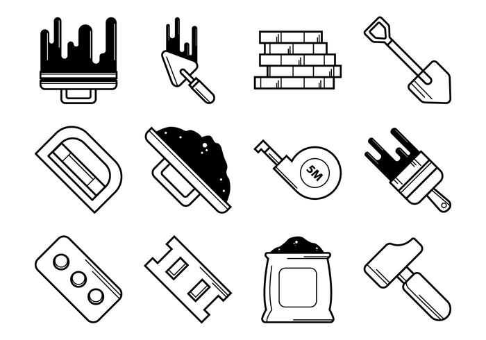 Bricklayer Tools Icon Vector