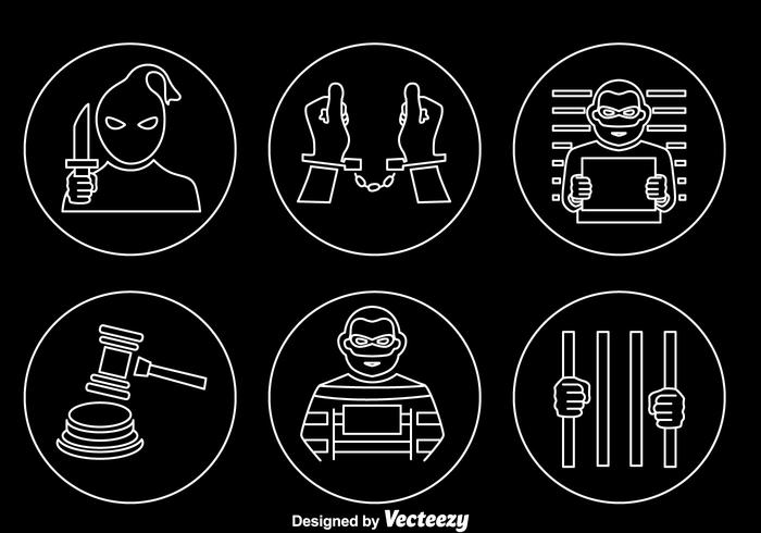 Criminal Outline Icons Vector