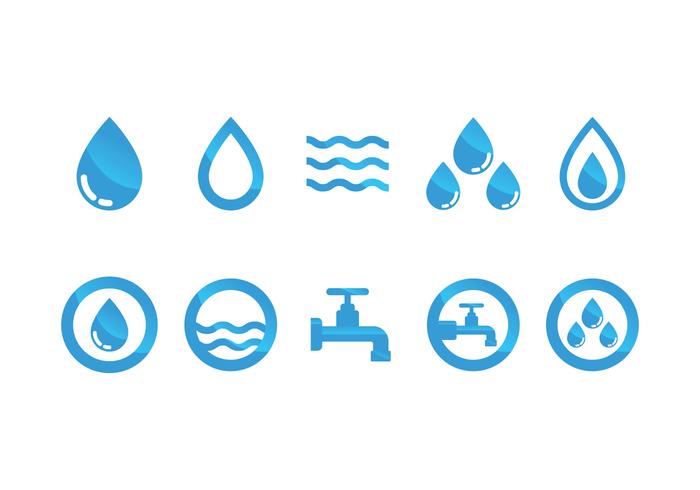 Icono de agua plana conjunto de vectores