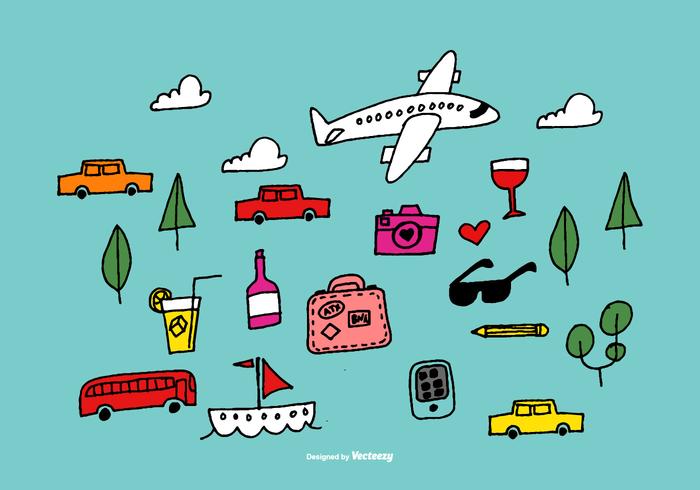 Hand Drawn Travel Vector Elements. 