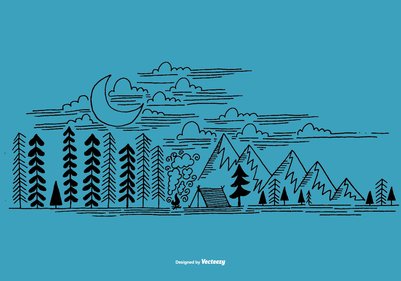 Download Hand Drawn Outdoor Camping Scene Vector 112559 Vector Art ...