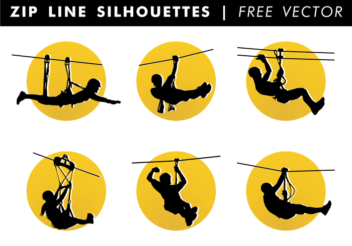 Zip Line Silhouettes Vector