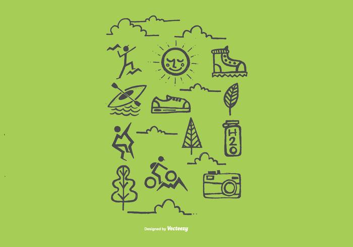 Hand Drawn Outdoor Recreation Icon Vectors