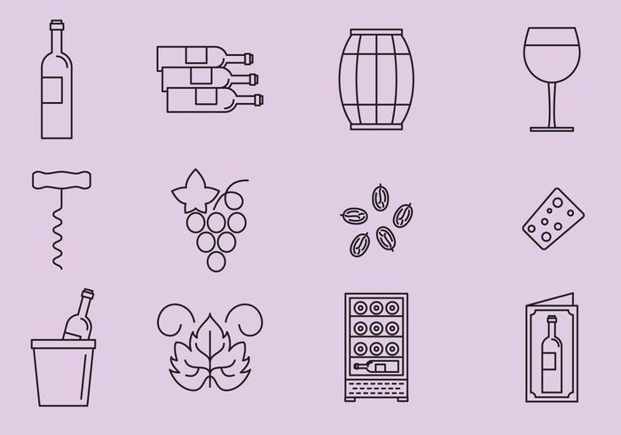 Iconos De La Uva Y Del Vino vector