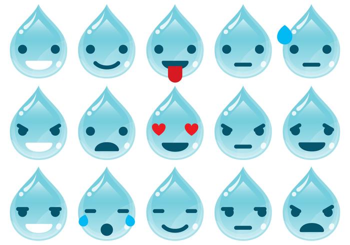 Emoticones del agua de la gota vector