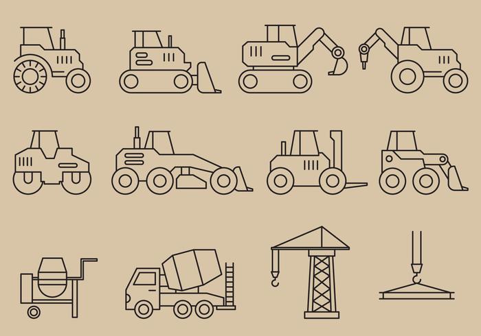 Iconos de los vehículos de la construcción vector