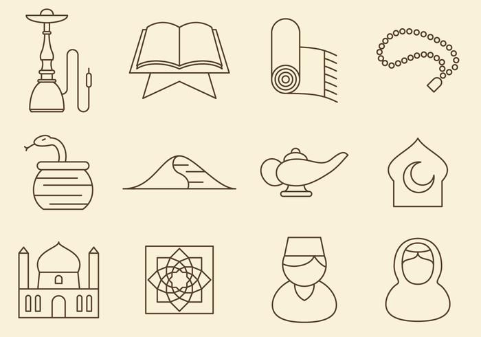 Middle East Line Icons vector