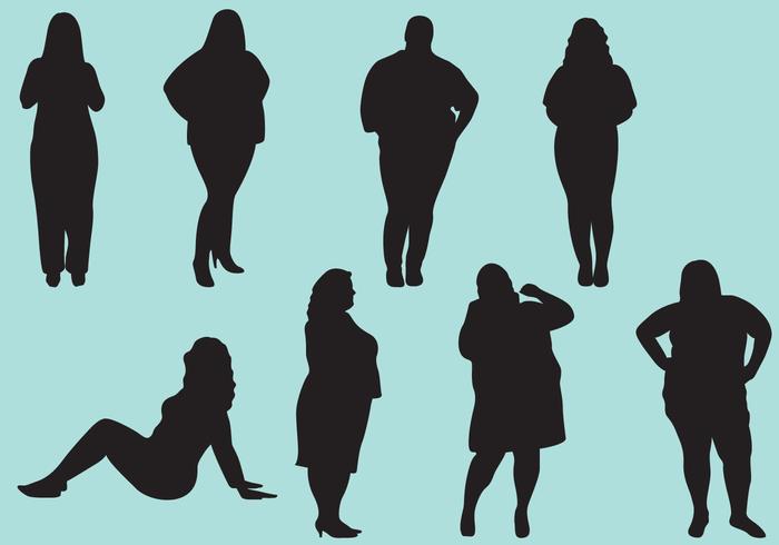 Fat Woman Silhouettes vector