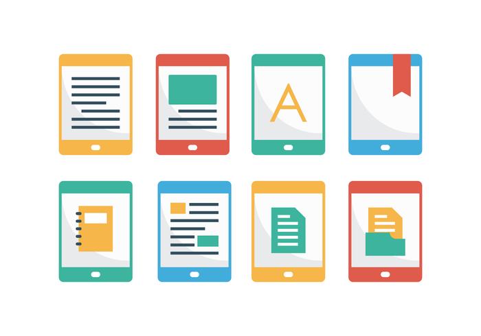 Free E-Reader Flat Icons vector