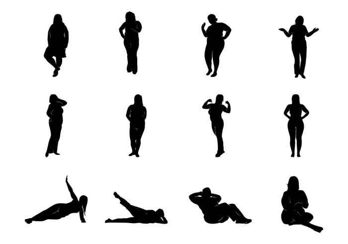 Fat Women Silhouettes Vector