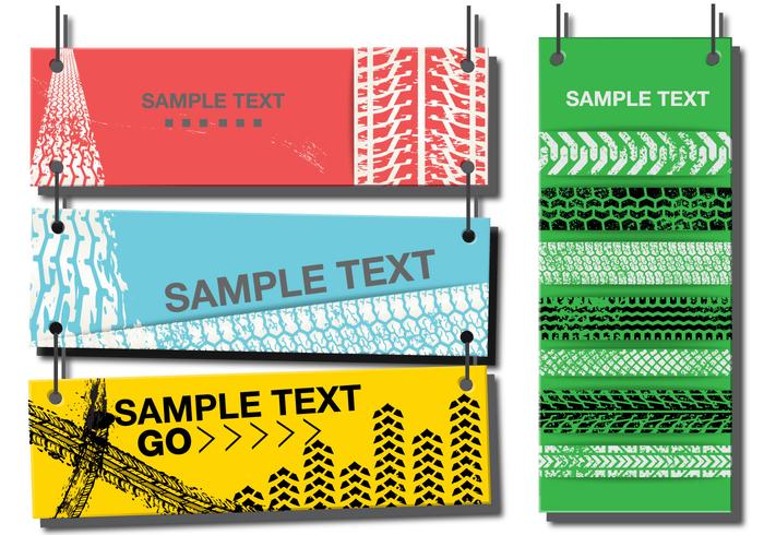 Vector Illustration of Tire Tracks Banners