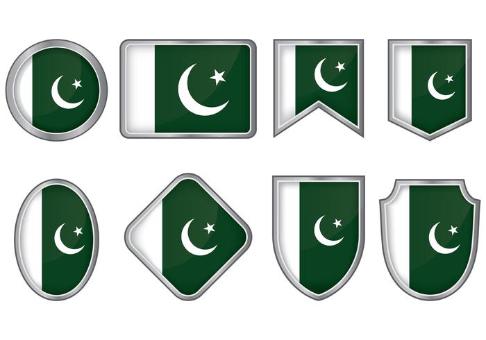 Bandera de Pakistán Badge Vectores