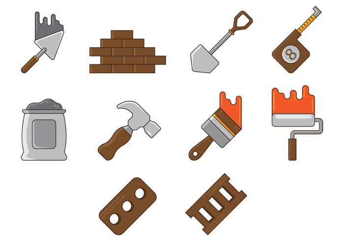 Set Of Bricklayer Tool vector