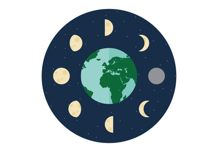 Moon phases around the Earth vector