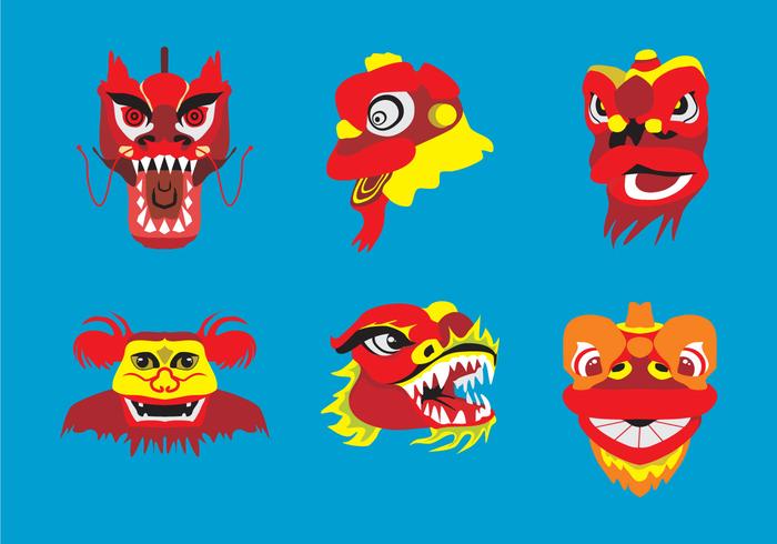 Vector barongsai cabezas