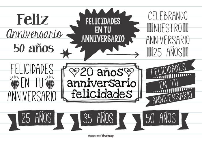 Cute Hand Drawn Style Anniversario Labels vector