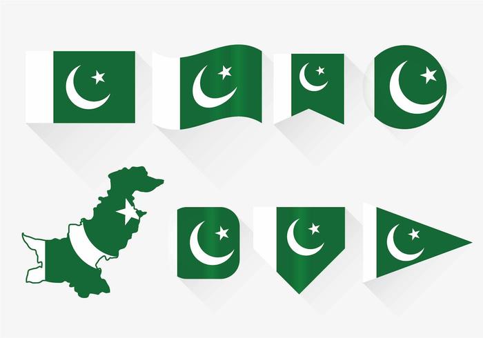 Pakistan Flag Set vector