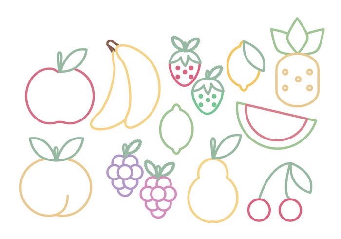 Conjunto de frutas vectoriales vector