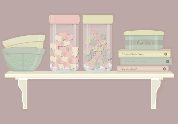 Kitchen Shelf Elements Vector Set Kitchen Shelf Elements Vector Set