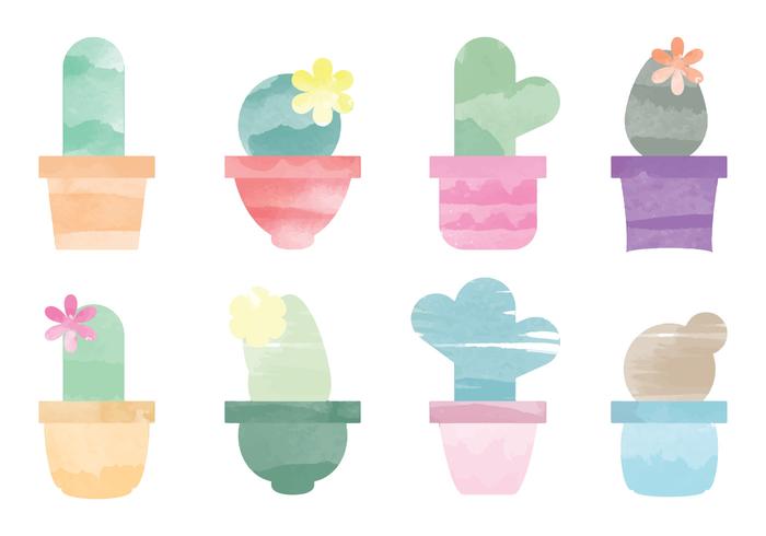 Vector Watercolor Cactus Elements