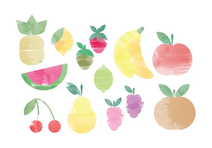 Vector Watercolor Fruit Elements Vector Watercolor Fruit Elements