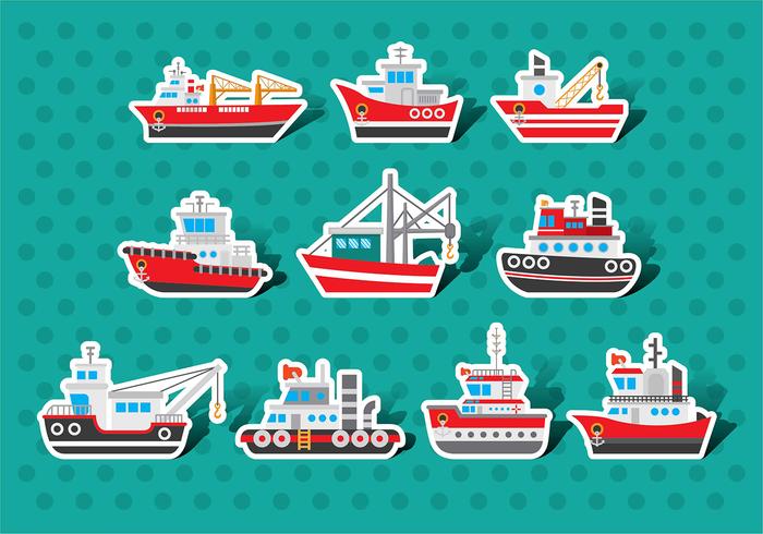 Tugboat Vector Sticker Pack