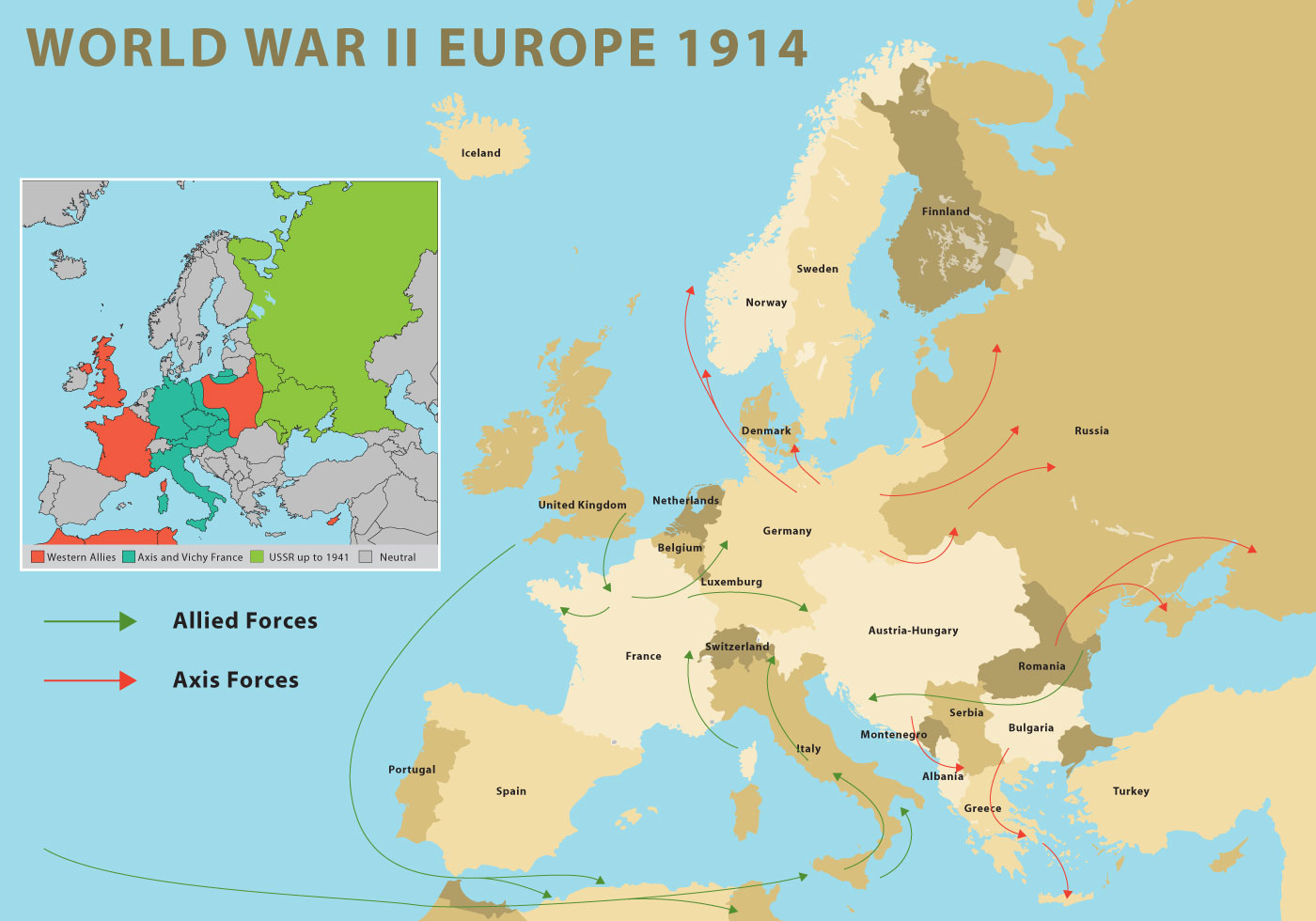 Labeled World War Ii Map Of Europe