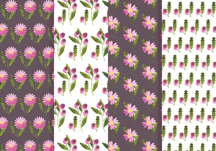 Vector Flower and Rosehip Pattern Set Vector Flower and Rosehip Pattern Set