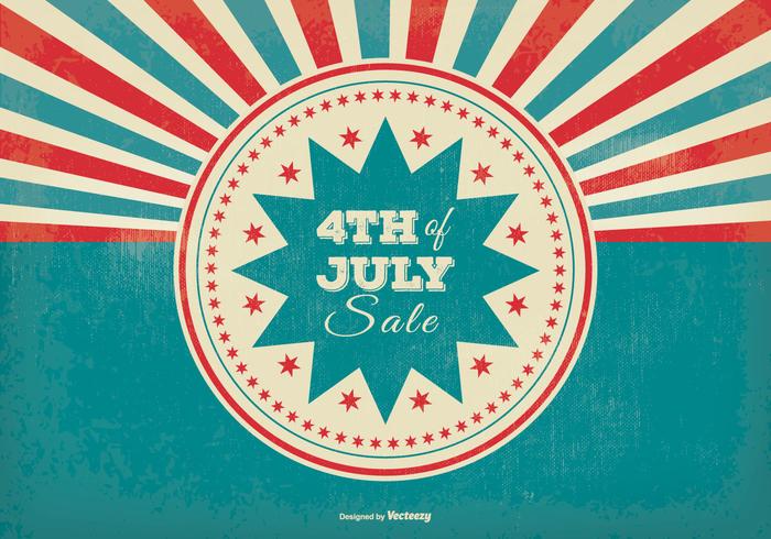 Retro Sunburst Style 4th of July Sale Illustration vector