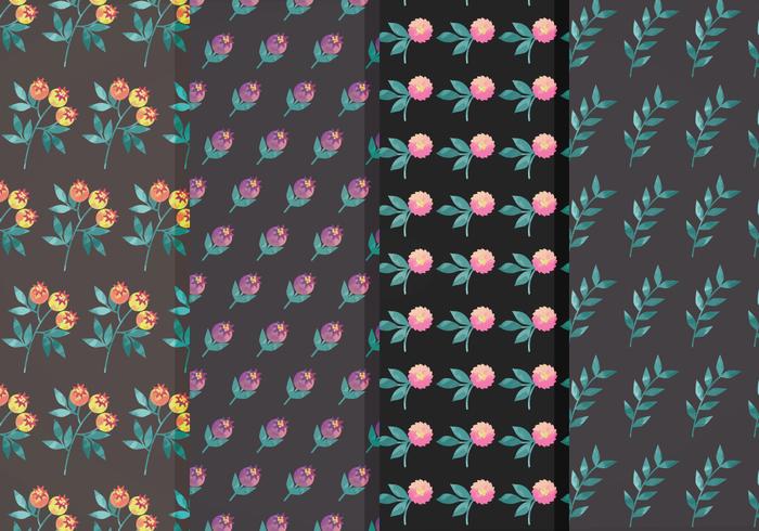 Moody conjunto de patrones de flores vector