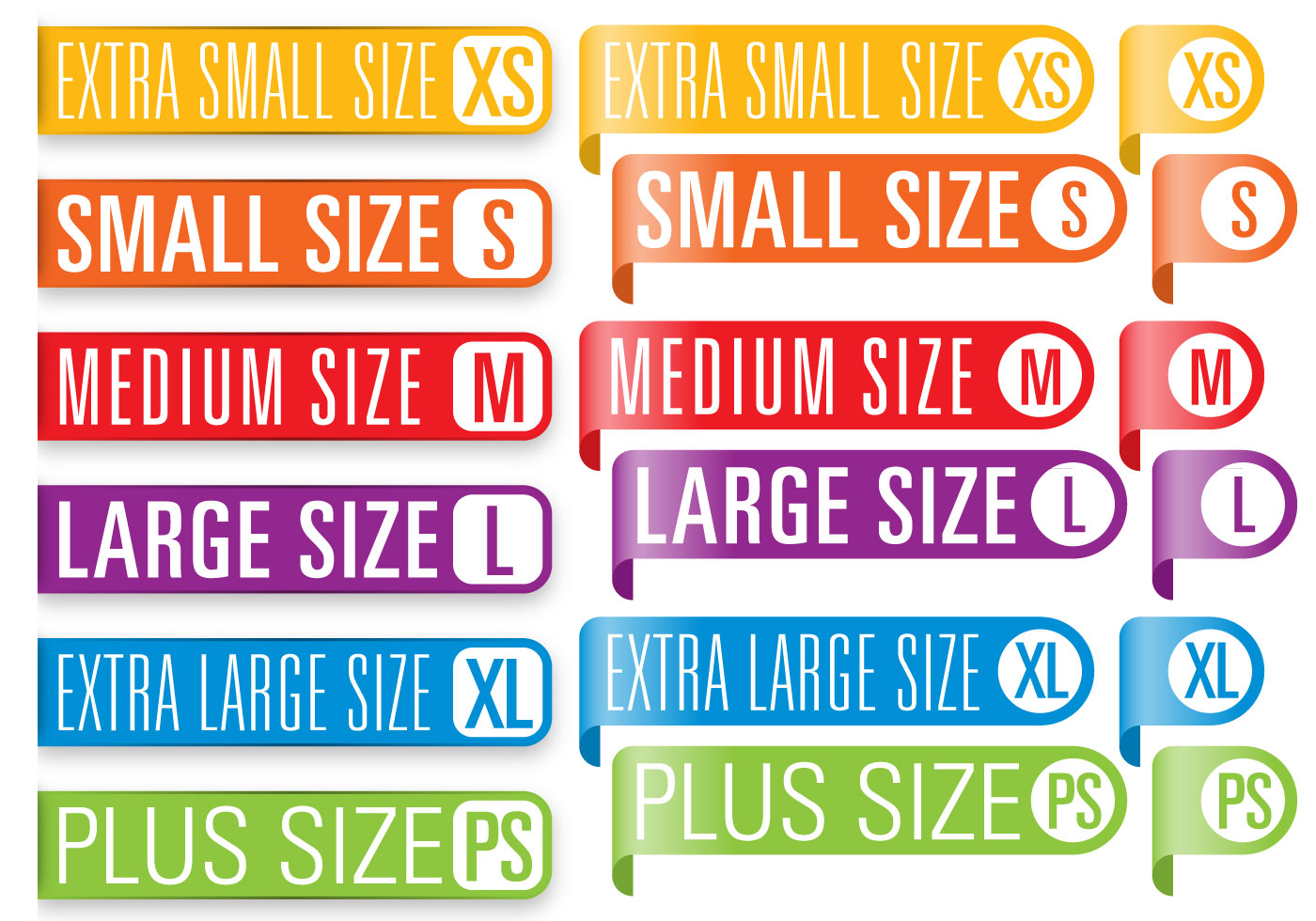Download Clothes Size Banners 113321 Vector Art at Vecteezy