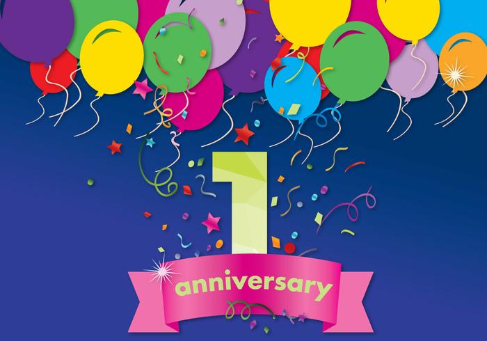 First Anniversary Vector Card First Anniversary Vector Card