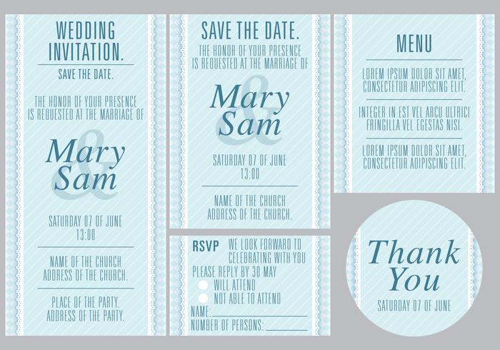 Blue Wedding Templates vector