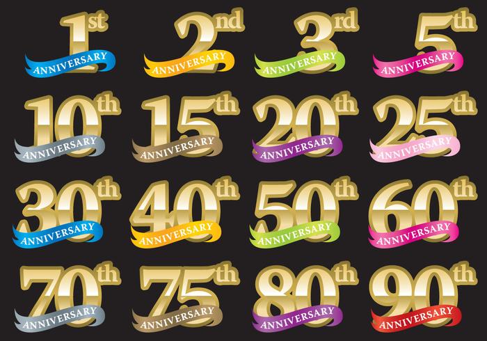 Anniversary Numbers With Ribbons vector