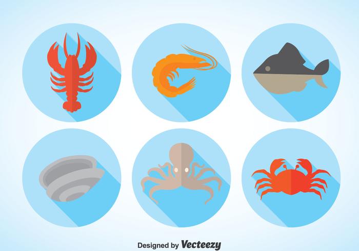 Seafood Long Shadow Vector