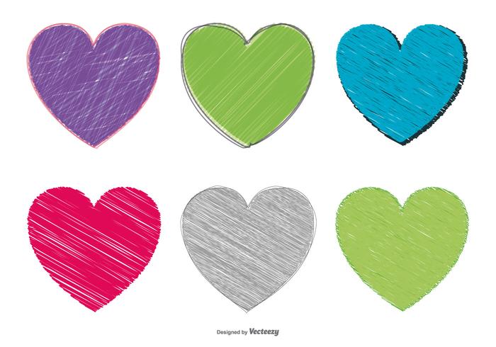 Sketchy Heart Set vector