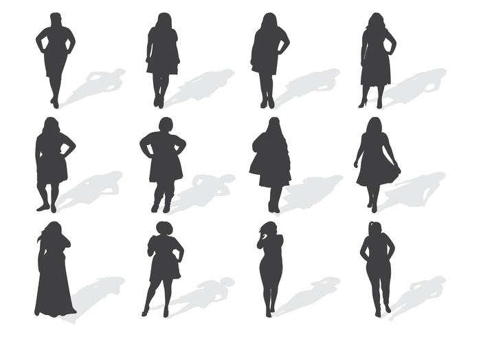 Fat Women Silhouettes Vector