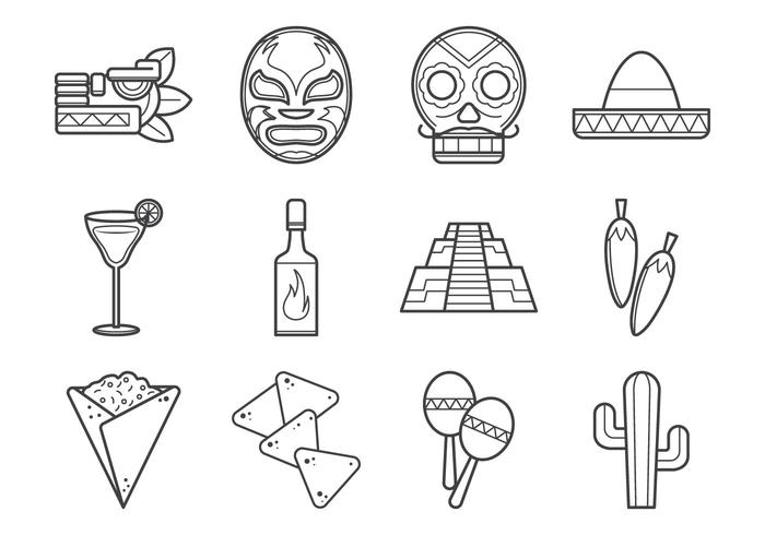 Colección de iconos mexicanos vector