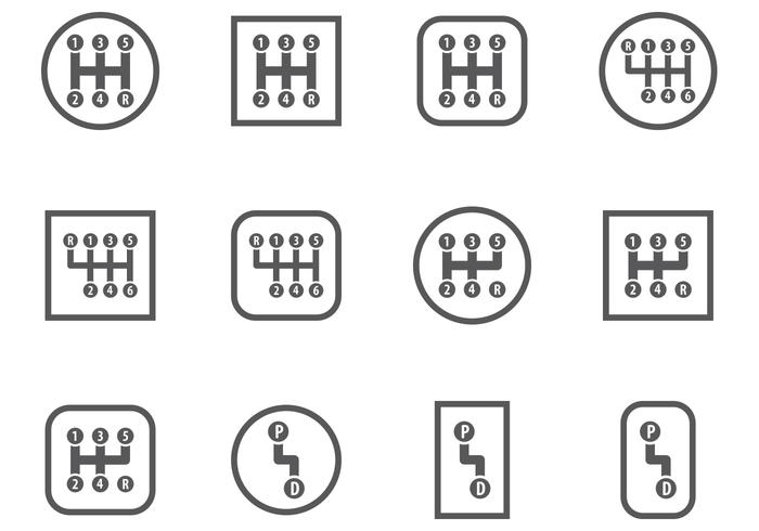 Palanca de cambio de marchas, palanca de la caja de cambios del coche,  ilustraciones vectoriales