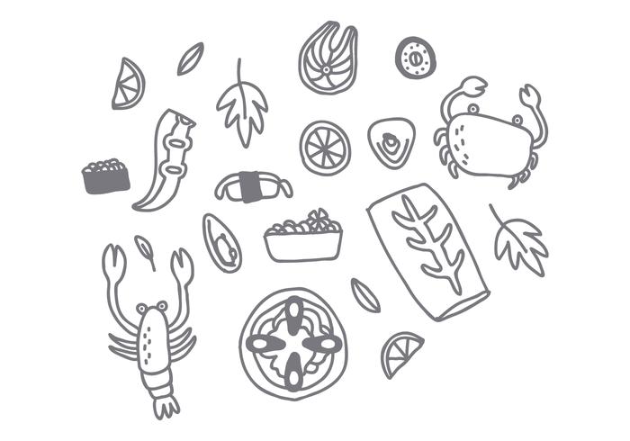 Free Style Seafood Drawing Vector