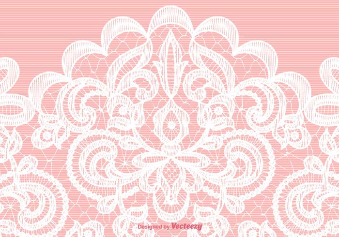 Vector textura de encaje blanco sobre fondo rosa