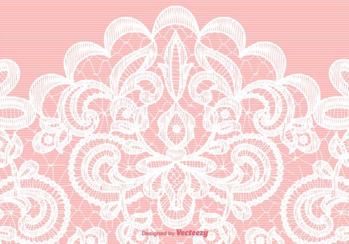 Vector White Lace Texture On Pink Background