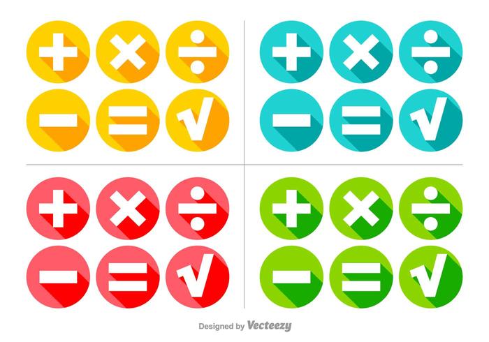 Vector Colorful Math Symbols Buttons Set