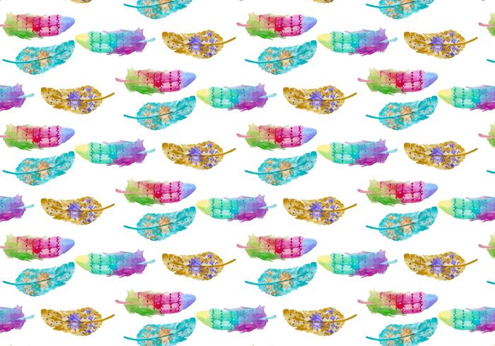 Pattern Watercolor Bohemian Feather vector