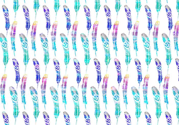 Vector Bright Watercolor Bohemian Feather Pattern